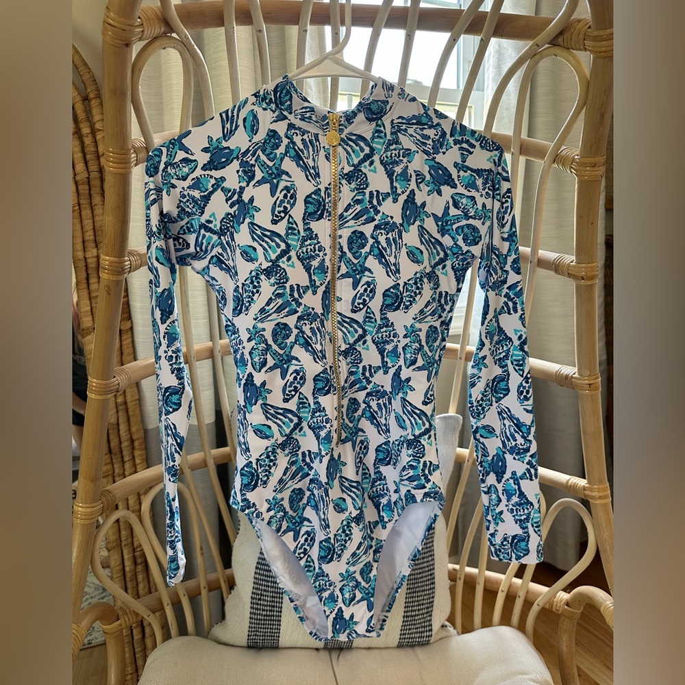 Lilly Pulitzer Randee Rashguard one piece swimsuit Shell Collector